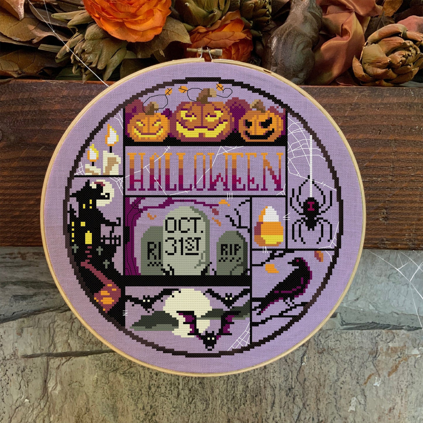 Halloween Night Cross Stitch Pattern -  Physical leaflet