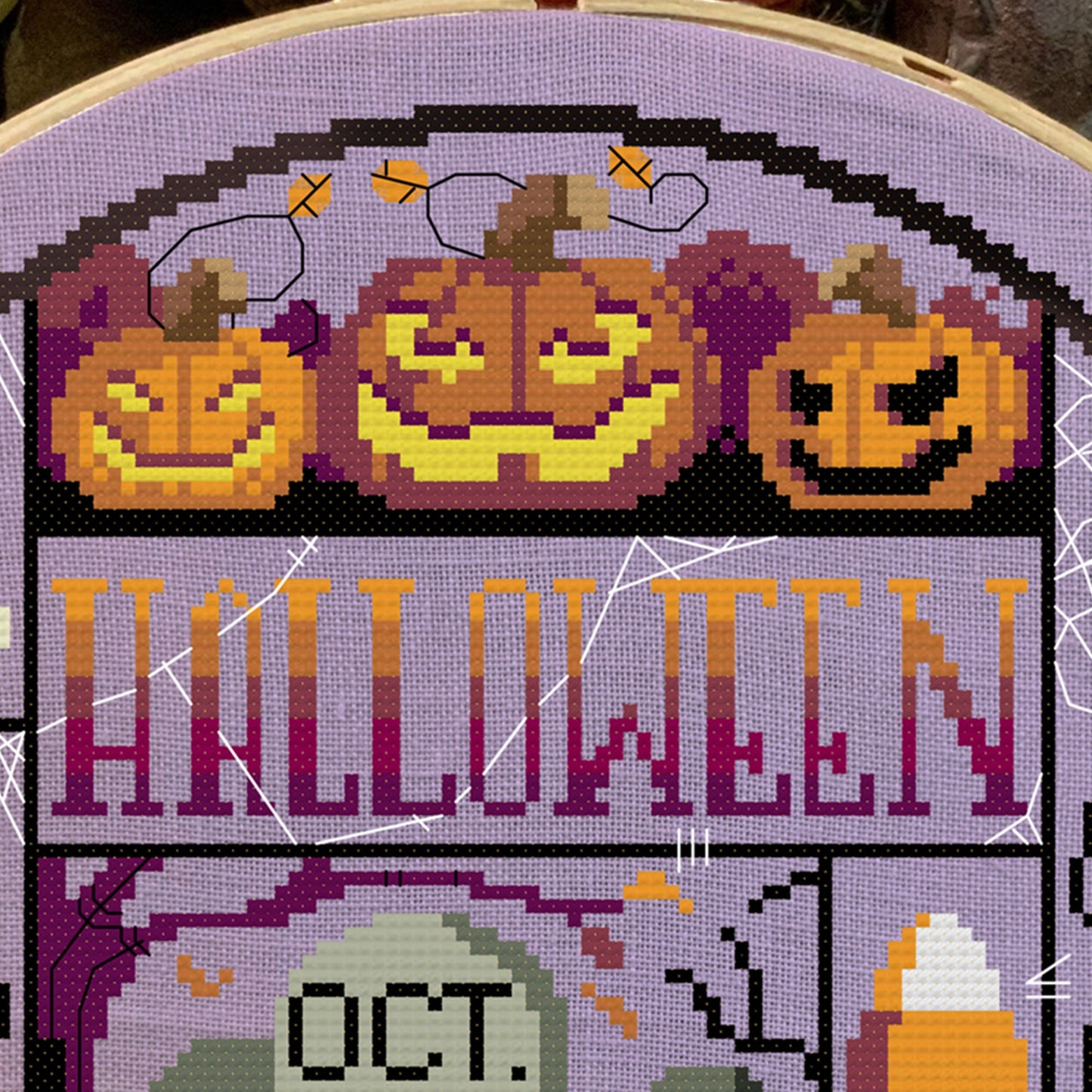 Halloween Night Cross Stitch Pattern -  Physical leaflet