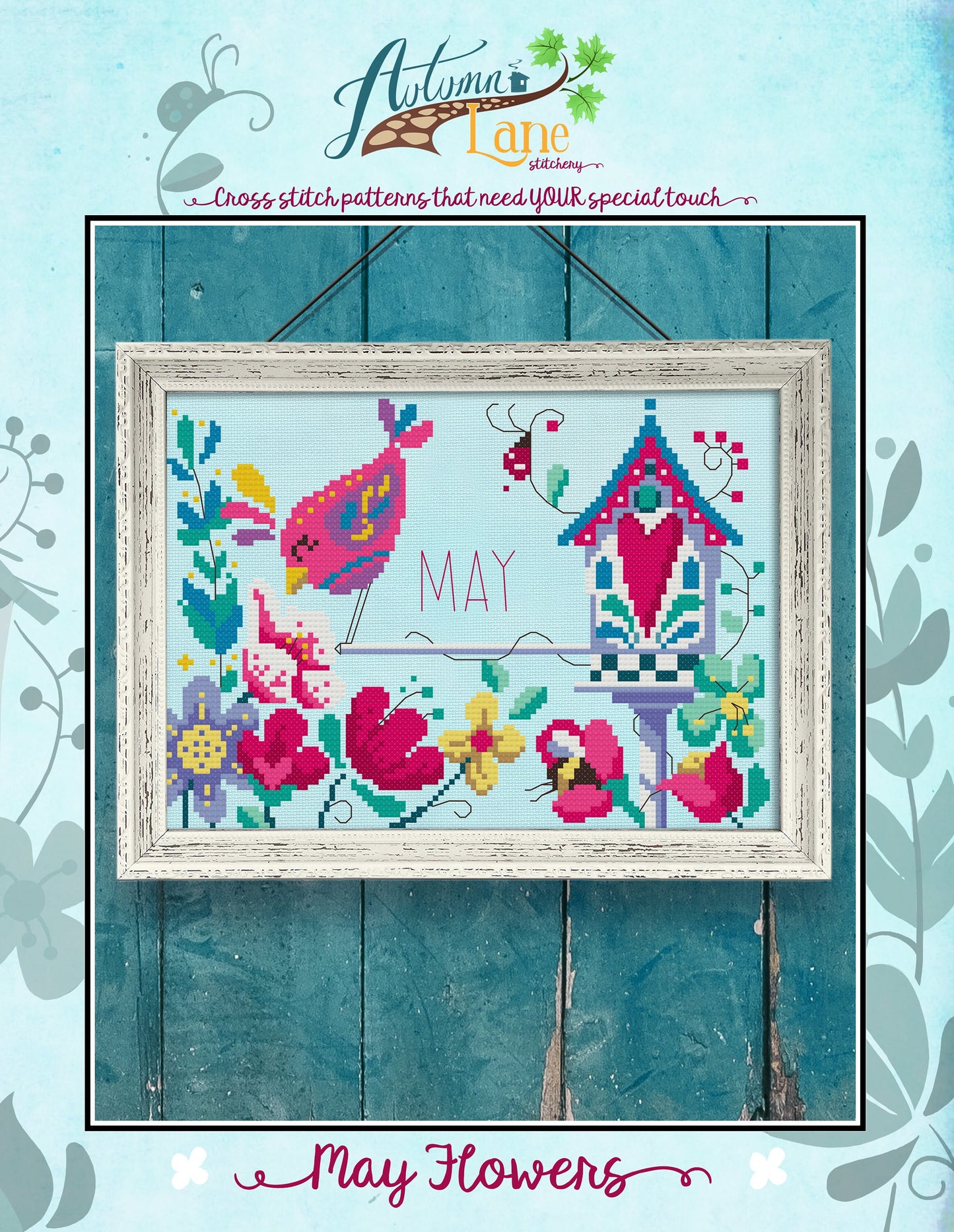 May Flowers Cross Stitch Pattern - Digital Download