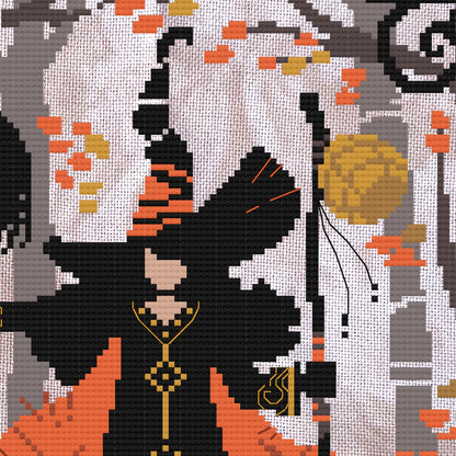 Lunar Witch Cross Stitch Pattern - Physical Leaflet