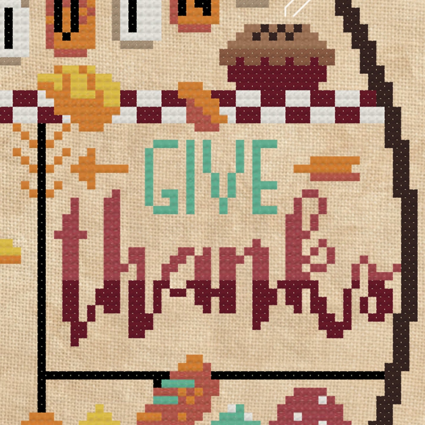 Give Thanks Cross Stitch Pattern - Physical Leaflet