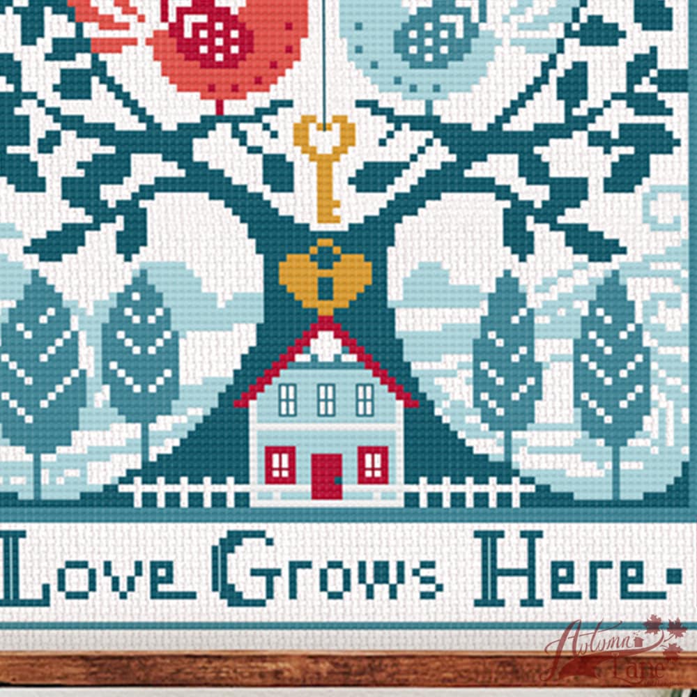 Love Grows Here Cross stitch pattern - Digital Download