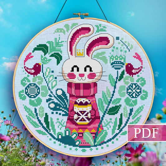 Easter Garden Cross Stitch Pattern - Digital Download