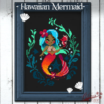 The Hawaiian Mermaid Cross Stitch Pattern - Digital Download