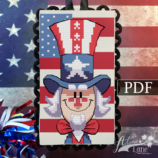 Patriotic Uncle Sam ornament Cross Stitch Pattern - Digital Download