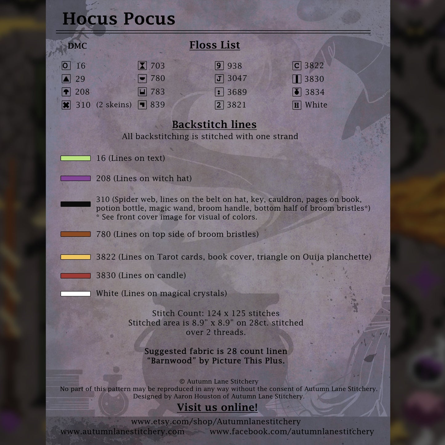 Hocus Pocus Cross Stitch Pattern - Physical Leaflet