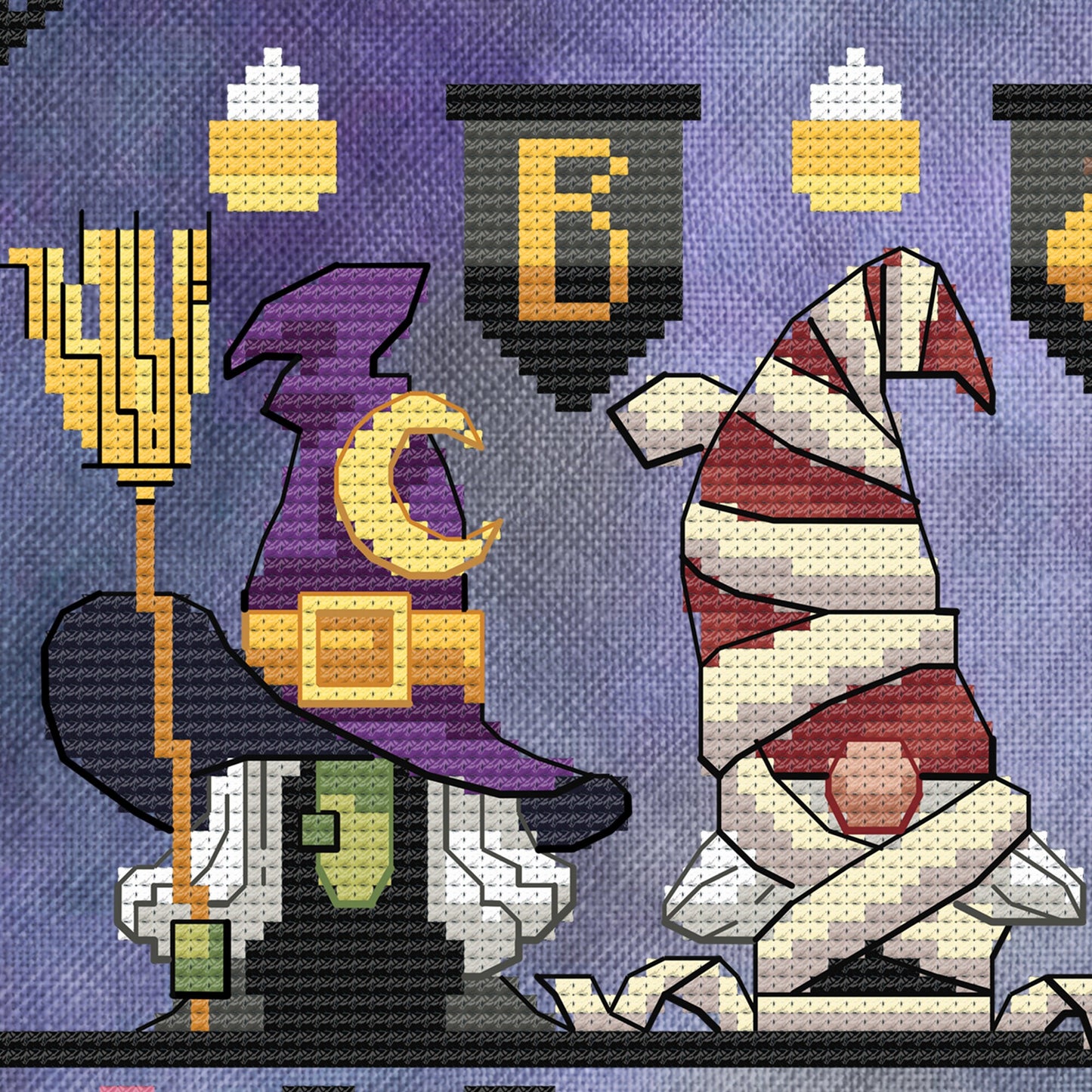 Halloween Gnomies Cross Stitch Pattern - Physical Leaflet
