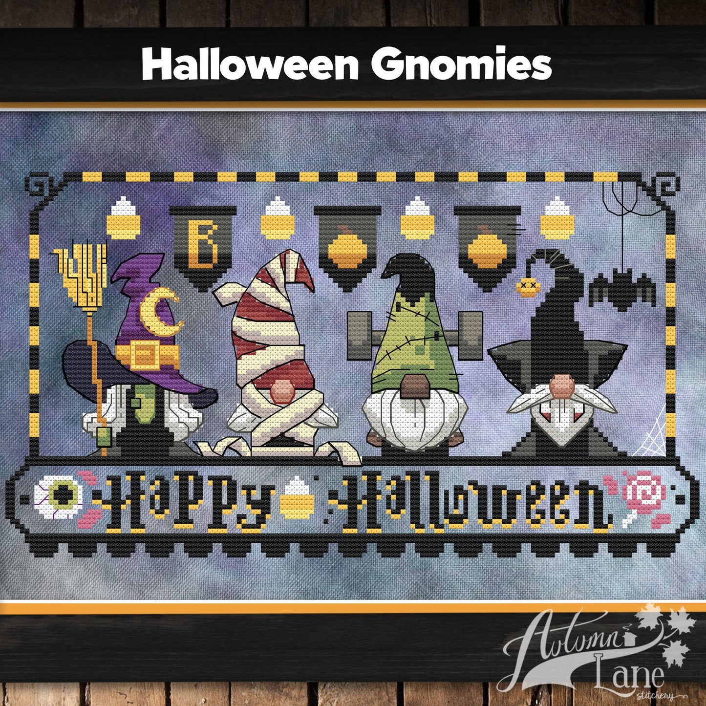 Halloween Gnomies Cross Stitch Pattern - Physical Leaflet