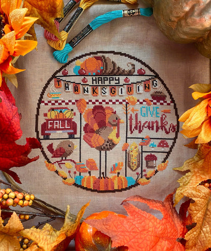 Give Thanks Cross Stitch Pattern - Physical Leaflet
