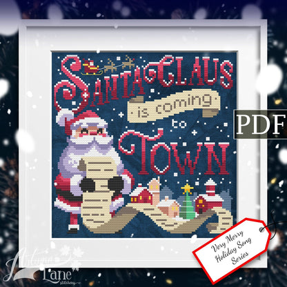 Santa Claus is Coming to Town Cross Stitch Pattern - Digital Download