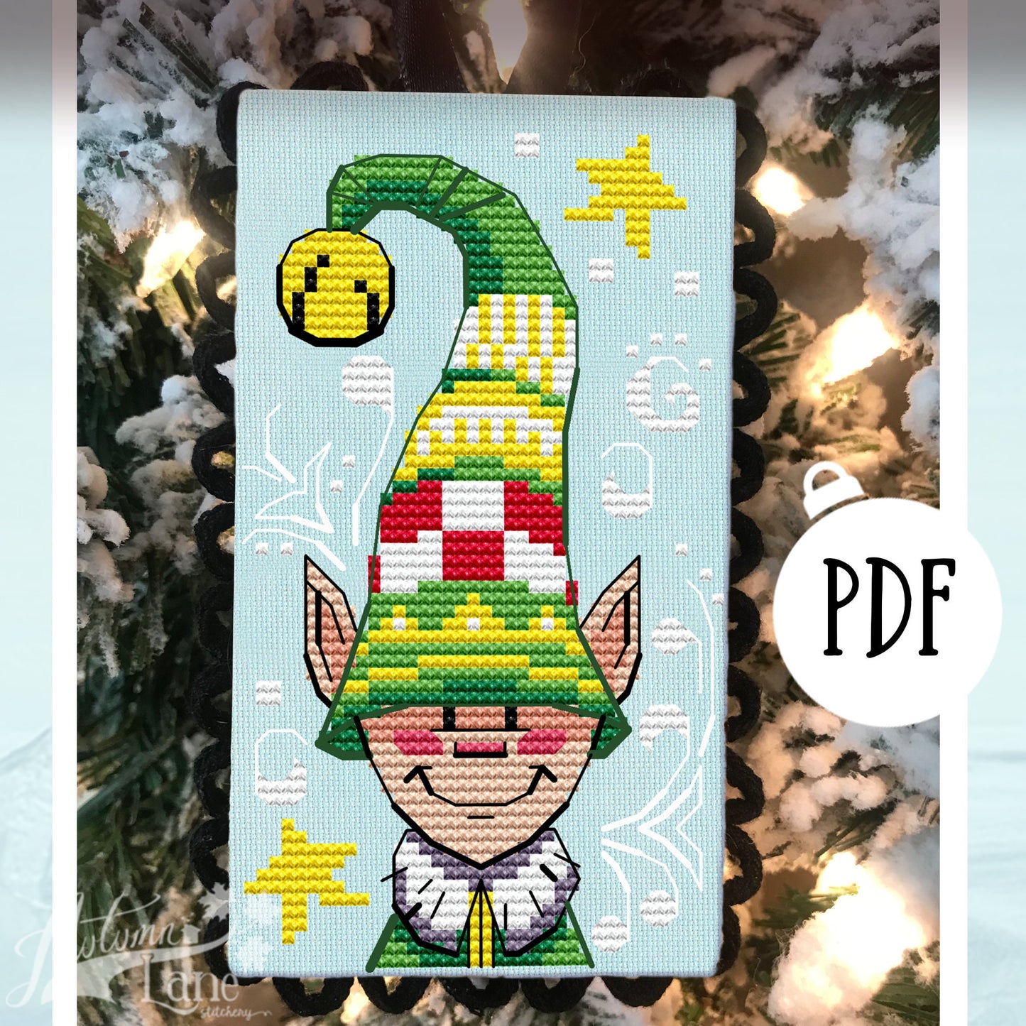 Jolly the Elf cross stitch Pattern - Digital Download