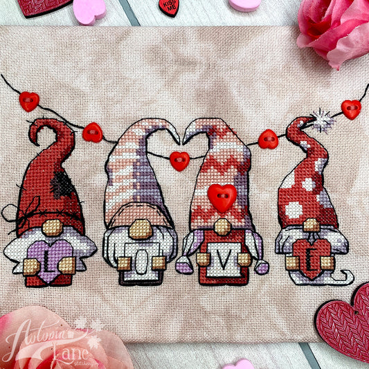 Valentine's Gnomies Cross Stitch Pattern - Physical Leaflet