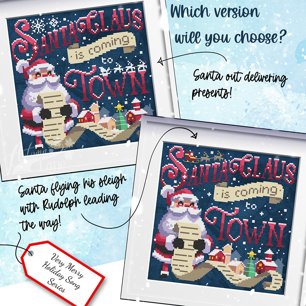 Santa Claus is Coming to Town Cross Stitch Pattern - Physical Leaflet